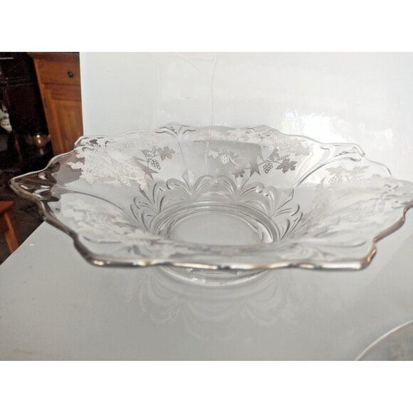 Sterling Silver Overlay Console Bowl with Underplate 14", Glass Centrepiece Set - Picture 12 of 15